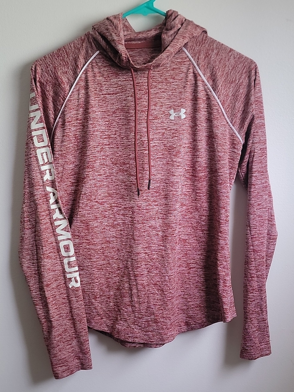 Under Armour Heathered Mauve Pullover Hoodie with White Logo